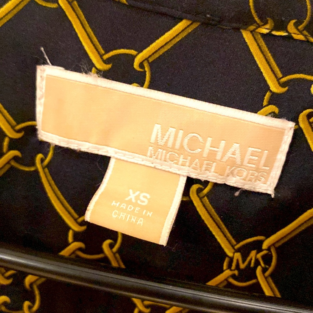 Michael Kors Gold & Black Silk Blouse